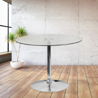 Flash Furniture CH-8-GG 39.25'' Round Glass Table With 29'' H Chrome Base in Clear